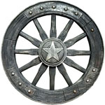 [Western Homegoods Wagon Wheel Plaque]