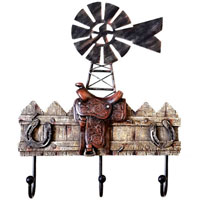 [Western Homegoods Windmill 3 Hook Plaque]