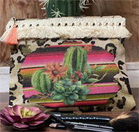 [ Desert Cactus Cosmetic Bag -Serape/Leapord]