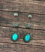[***Limited Edition*** Oval/Flower 3 Pair Stud Earrings]