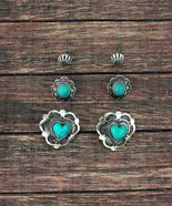 [***Limited Edition*** Heart/Oval 3 Pair Stud Earrings]