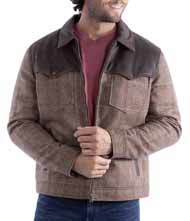 [Scully Men's Leather/Herringbone Zip Jacket]