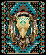 [ Fleece Buffalo Skull Blanket]
