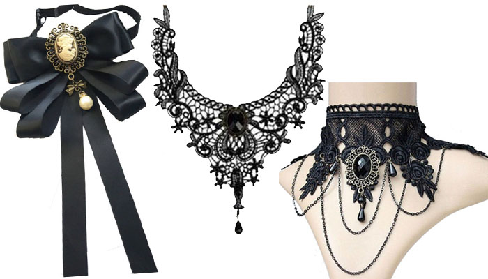 Lace Chokers & Cameo Bowtie